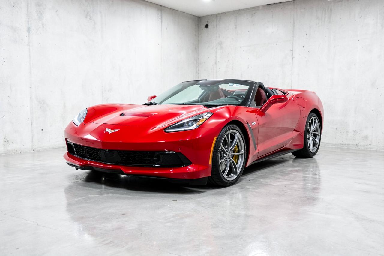 Red 2022 Chevrolet Corvette Stingray convertible, front three-quarter view
