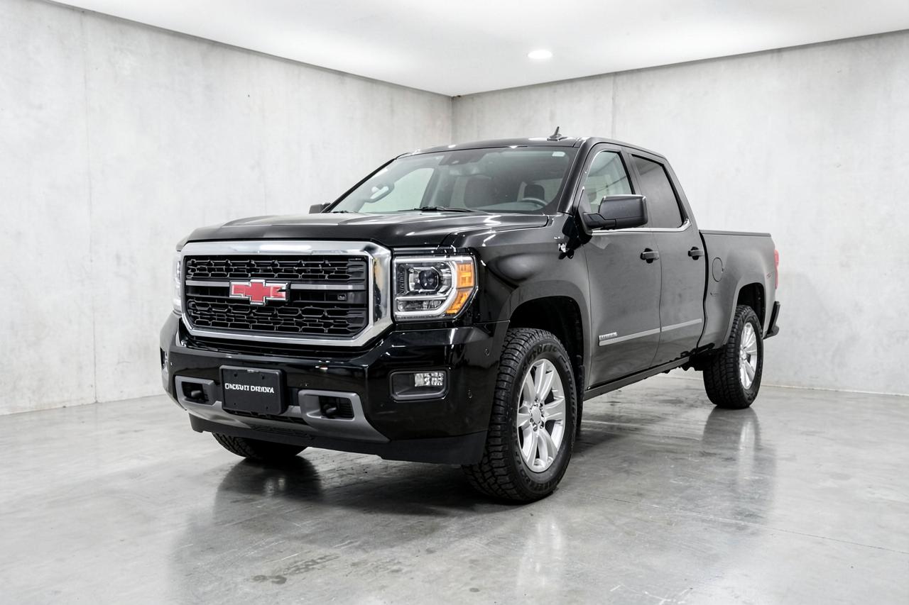 Black 2022 GMC Sierra 1500 Denali crew cab, front three-quarter view